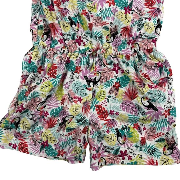 365Kids by Garanimals Girls Floral Print Multicolor Pink Blue Shorts Romper Sz 7 - Picture 3 of 7